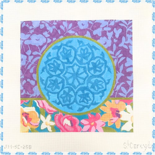 Blue Circle on Floral Print