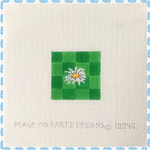 Green Squares and White Flower