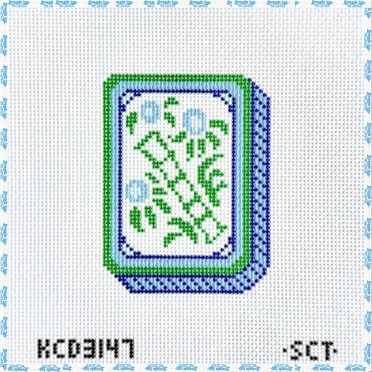 Blue Mahjong Flower Tile