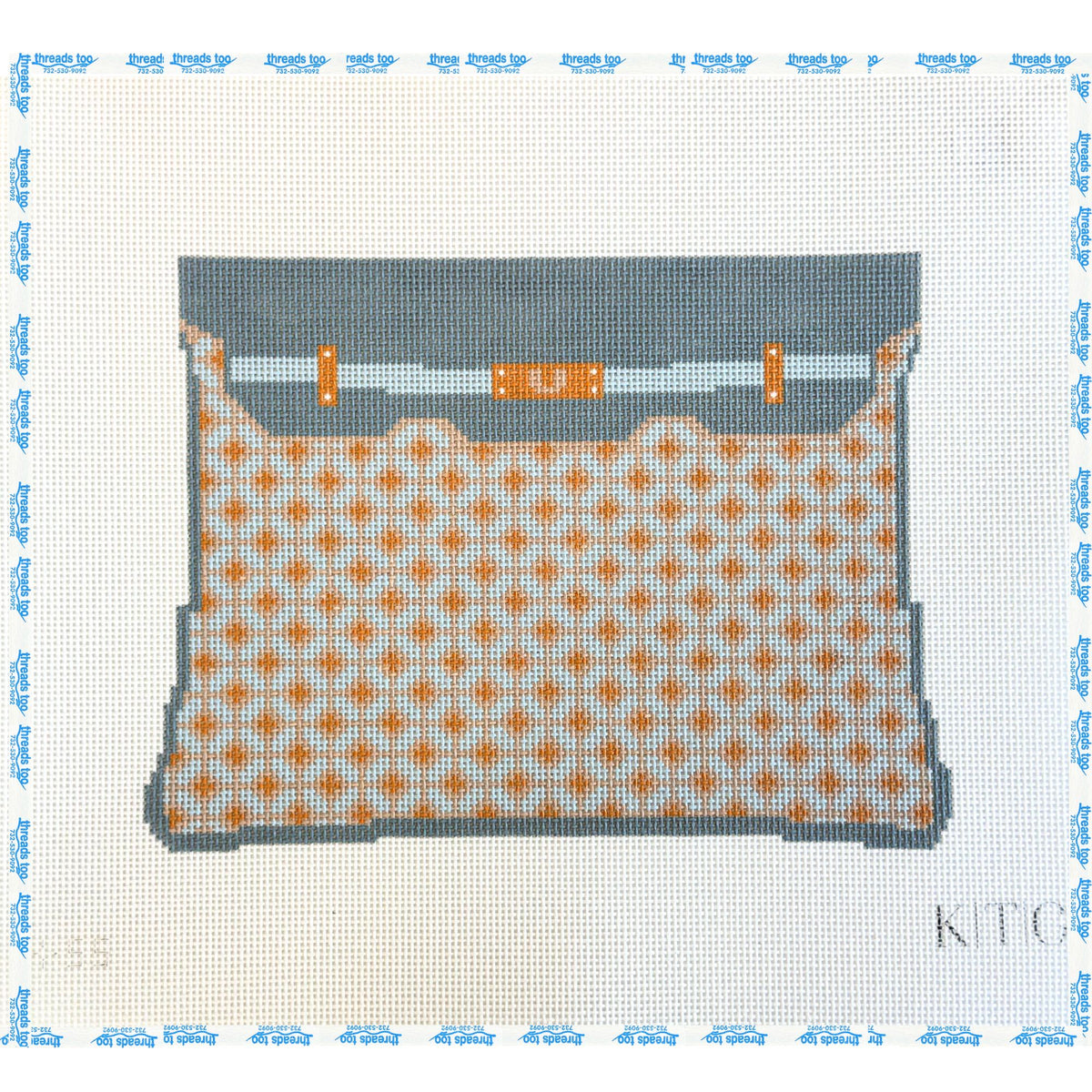 Cane Clutch Canvas Light Blue