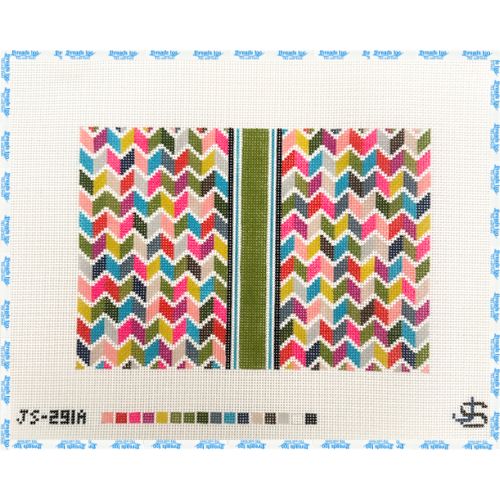 Zigzag Clutch with Green Stripe
