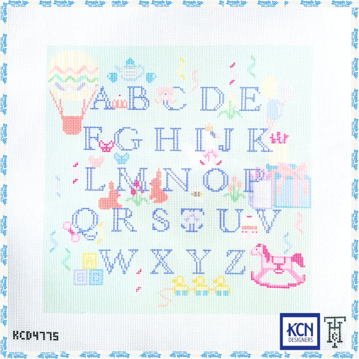 Baby Shower Sampler hand-painted needlepoint canvas by KCN
