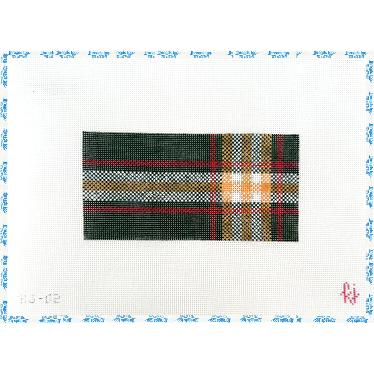 Christmas Plaid Insert hand-painted needlepoint canvas by Krissy Johnson