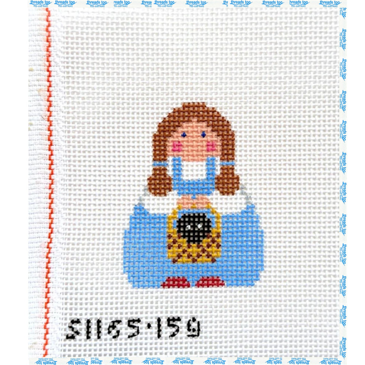 Dot Angel hand-painted needlepoint ornament canvas by KCN Designers