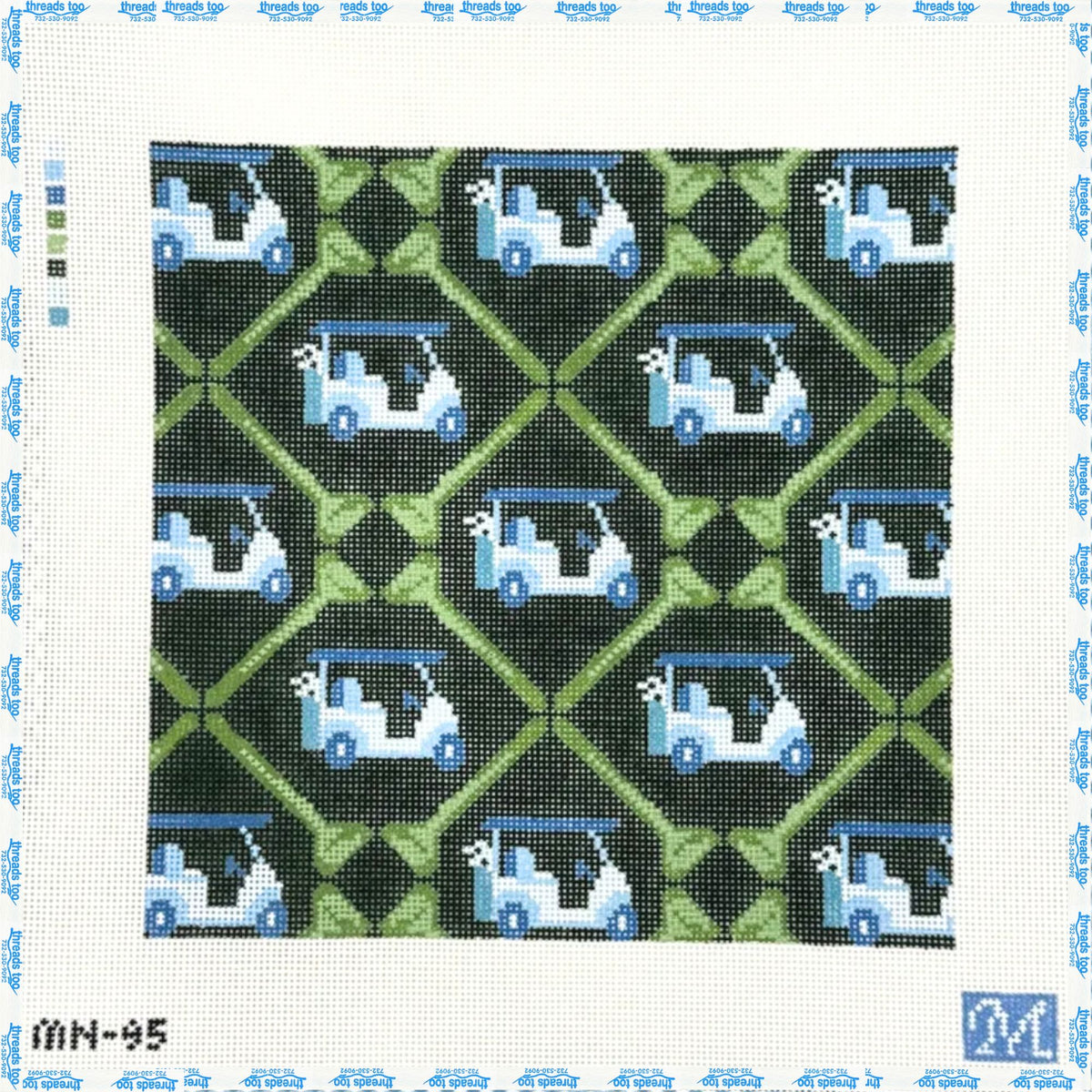 Fairway Fellas hand-painted needlepoint canvas by Maura Nolan Designs