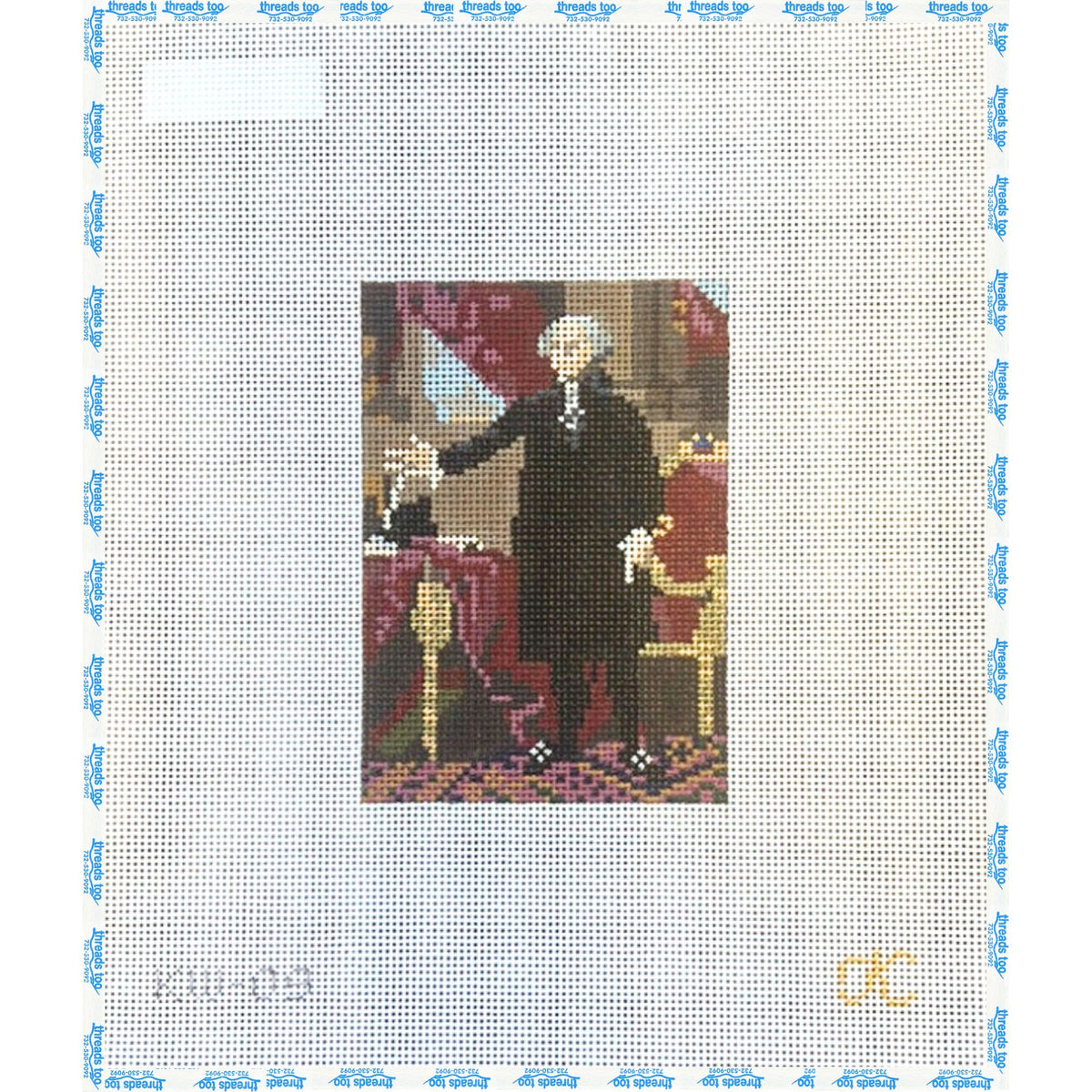 George Washington hand-painted needlepoint ornament canvas by The Gingham Stitchery