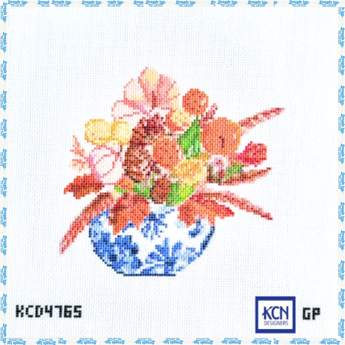 Gourdous hand-painted needlepoint canvas by KCN