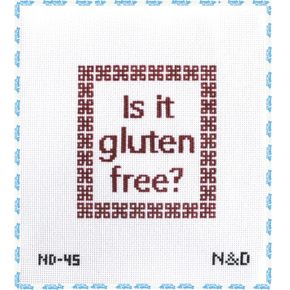 Is It Gluten Free? hand-painted needlepoint canvas by Nash & Daughters