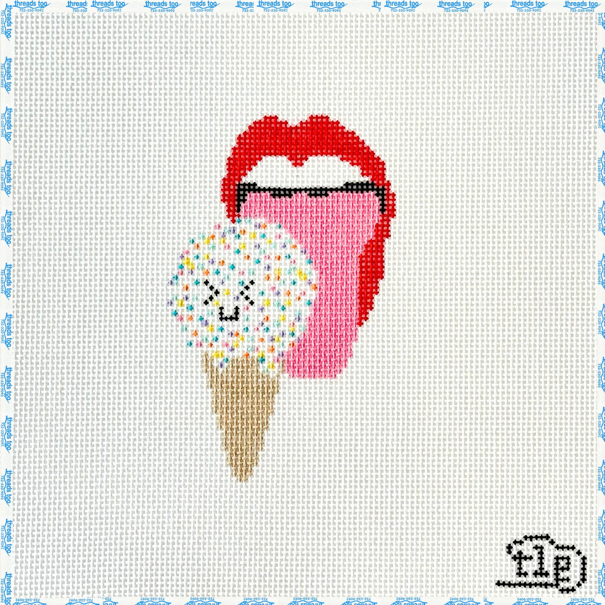 Lick Me hand-painted needlepoint canvas by The Little Prick