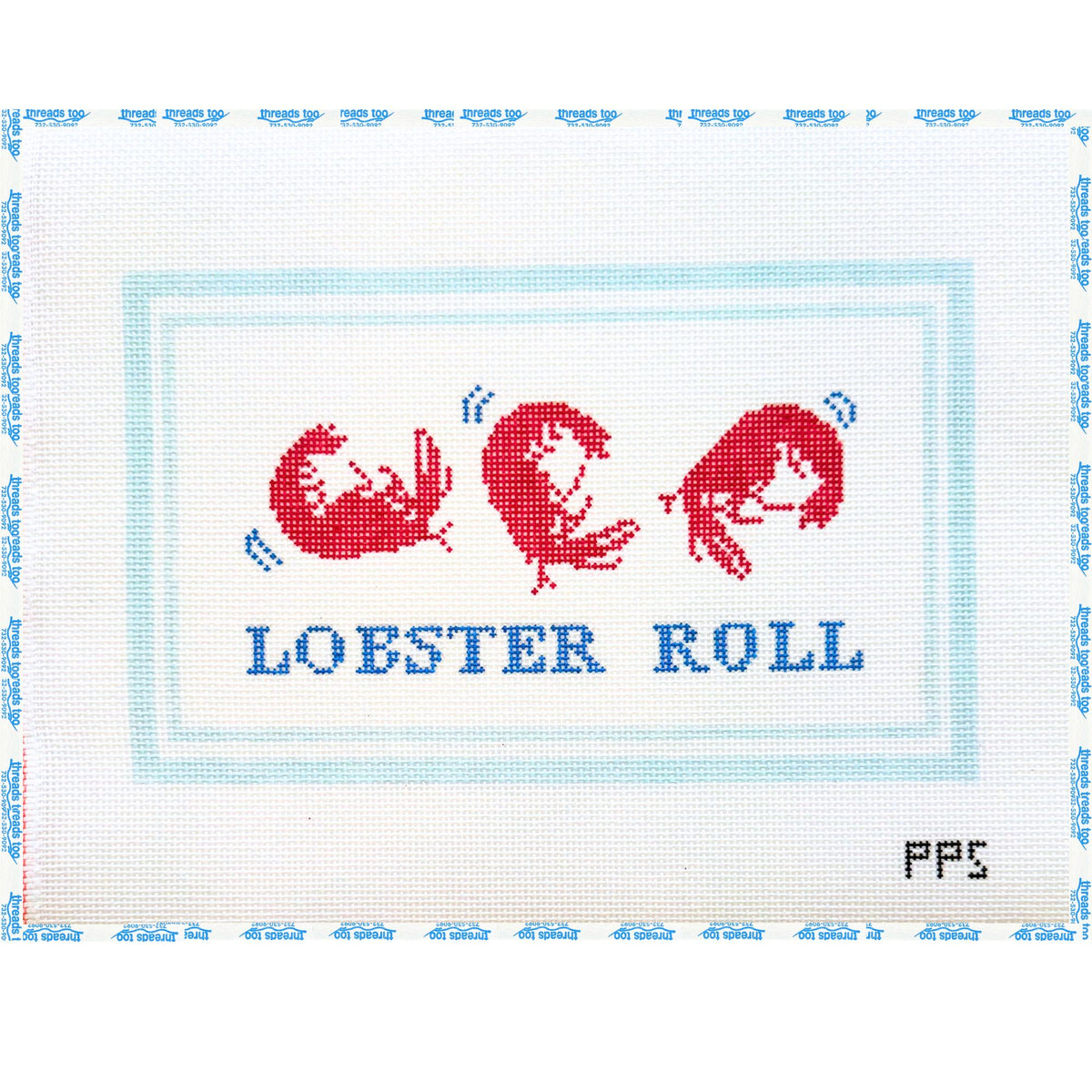 Lobster Roll hand-painted needlepoint canvas by Petit Palm Stitchry