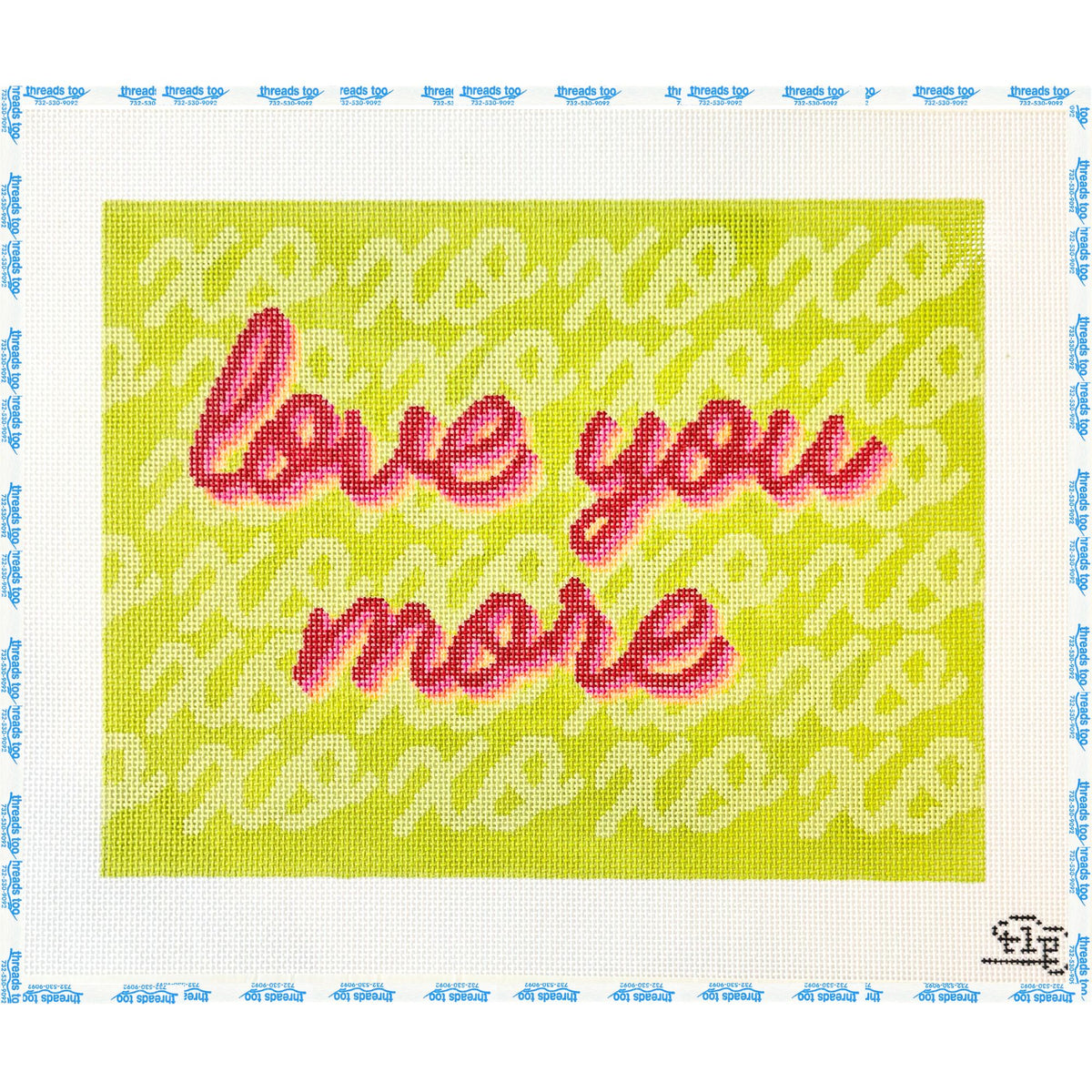 Love You More hand-painted needlepoint canvas by The Little Prick