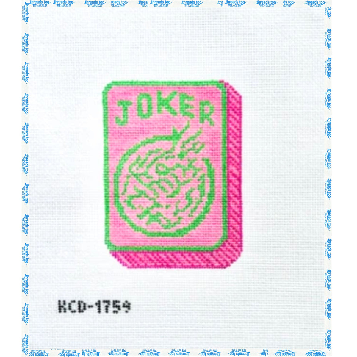 Mahj Joker hand-painted needlepoint ornament canvas by KCN