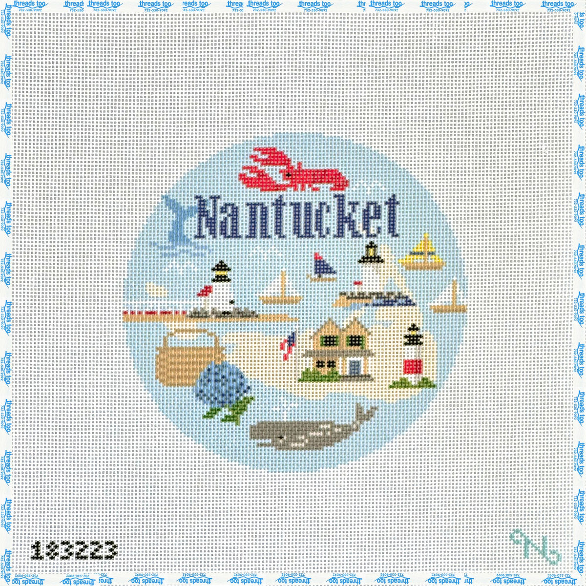 Nantucket hand-painted needlepoint ornament canvas by Needlepaint
