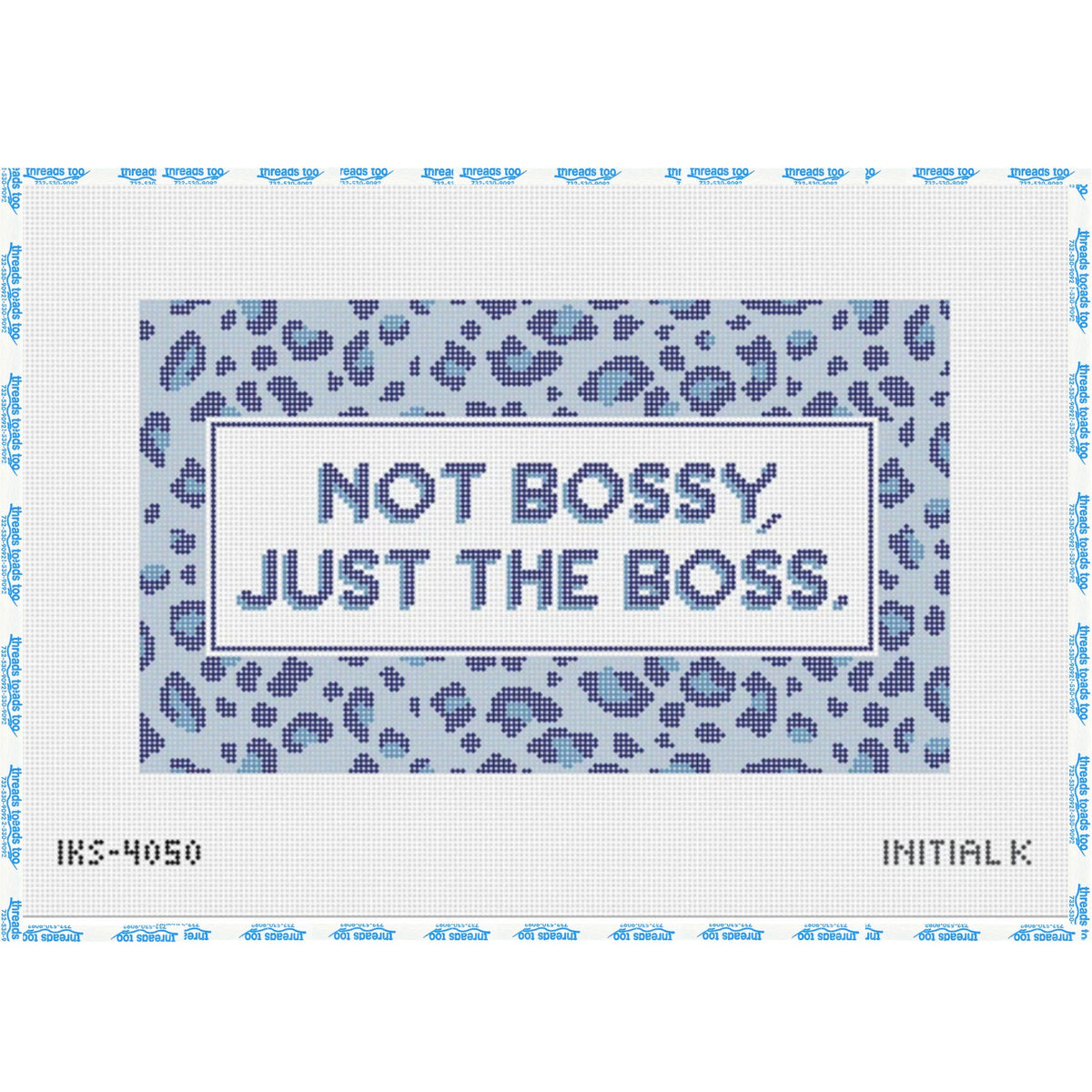 Not Bossy hand-painted needlepoint canvas by Initial K