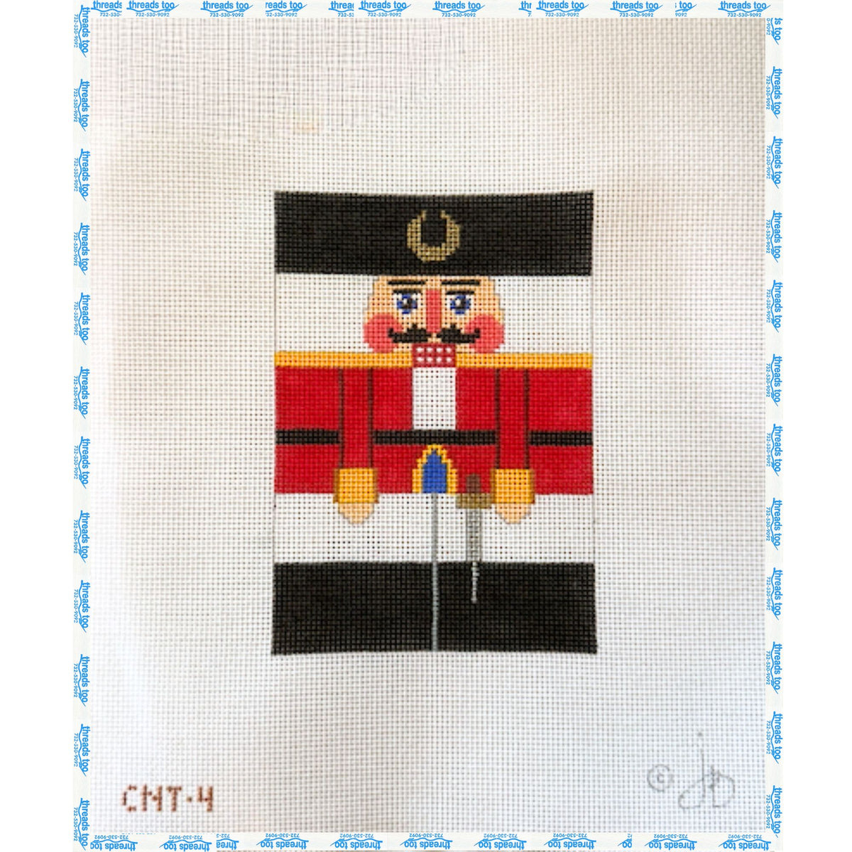 Nutcracker Roll Up hand-painted needlepoint ornament canvas by Julia's Needleworks