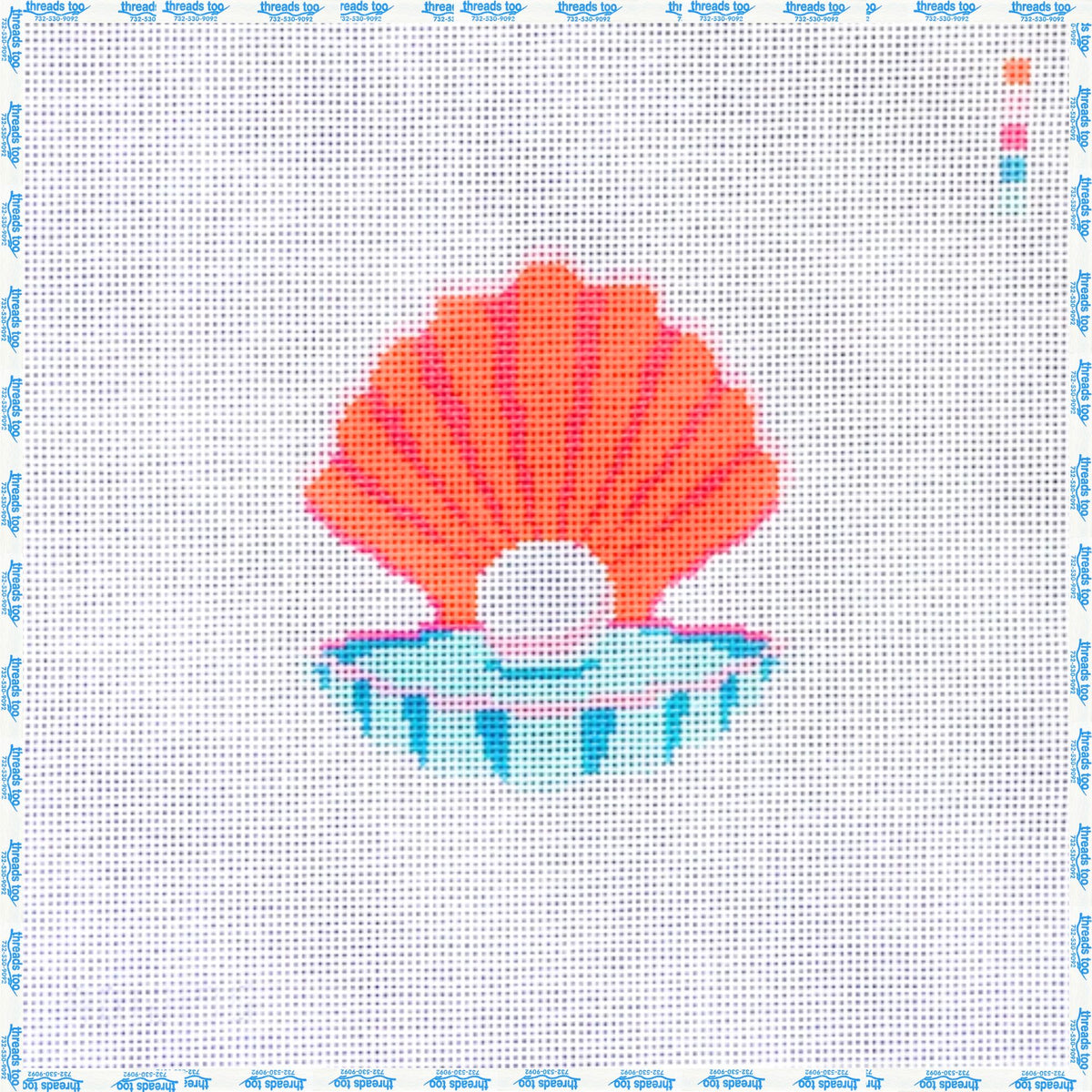 Pearl Shell hand-painted needlepoint ornament canvas by August Design Works