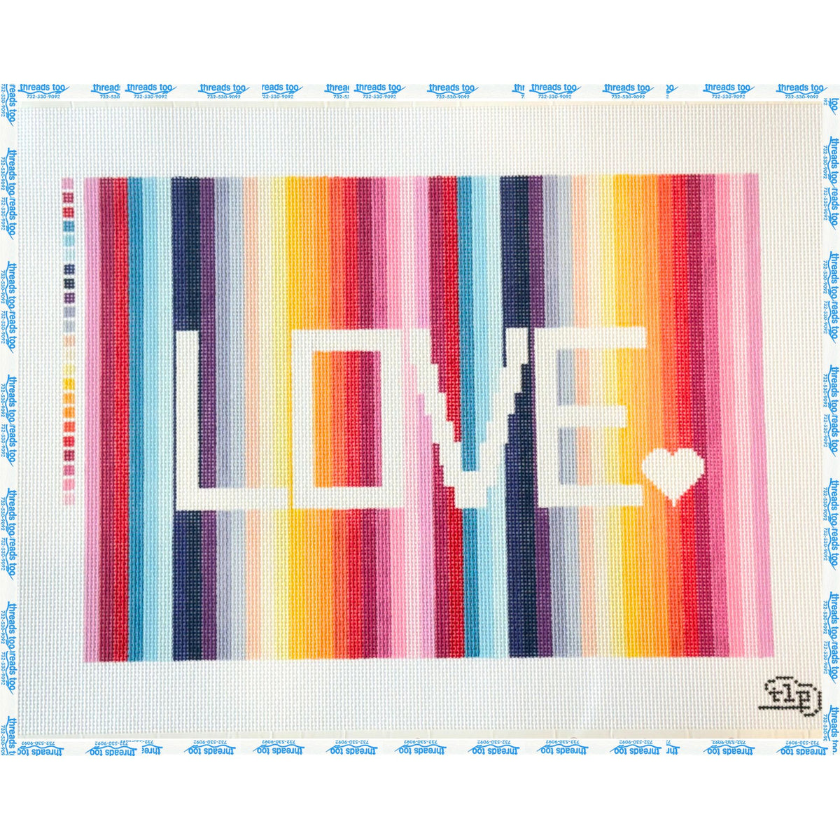 Rainbow Love hand-painted needlepoint canvas by The Little Prick