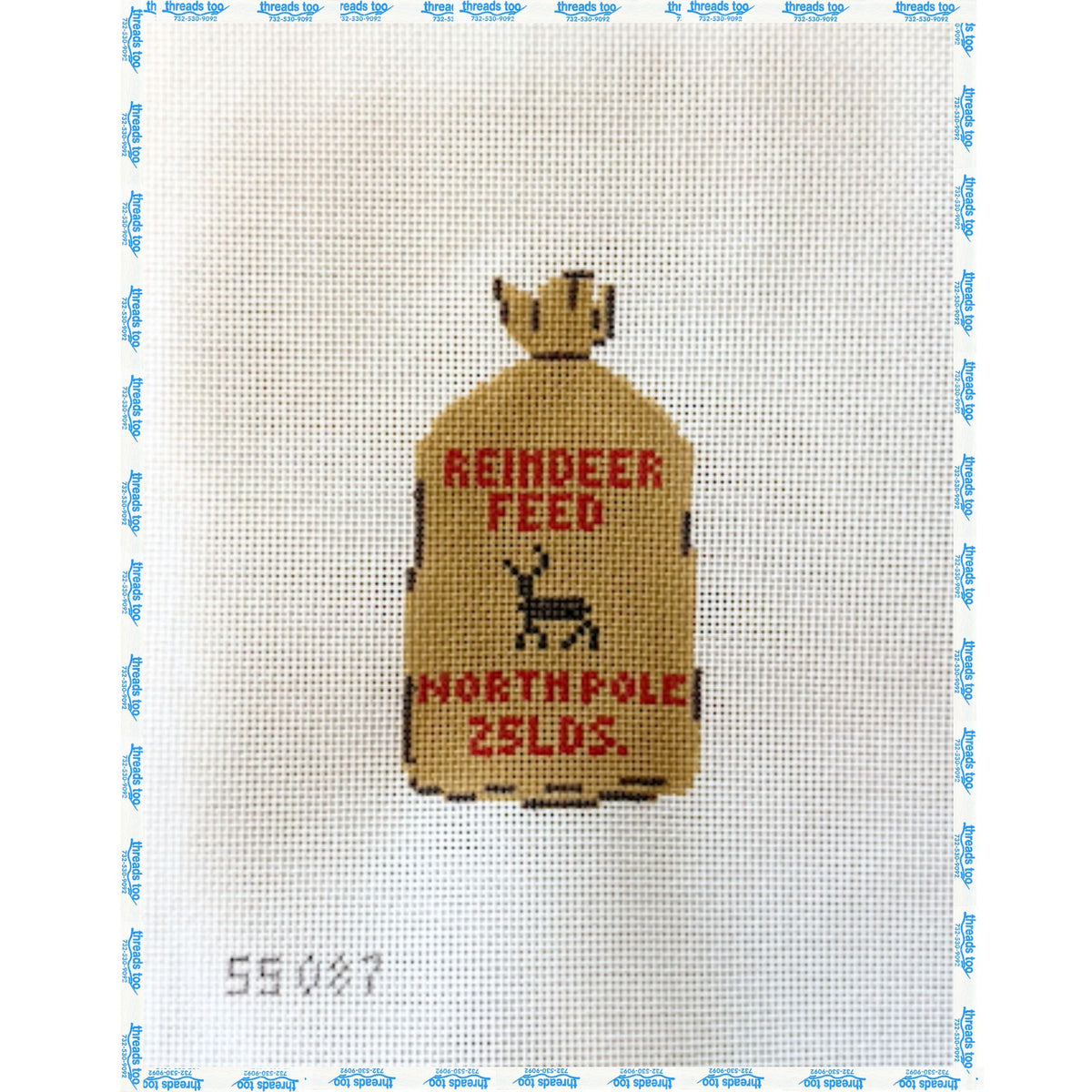 Reindeer Feed hand-painted needlepoint ornament canvas by Stitch Style Needlepoint