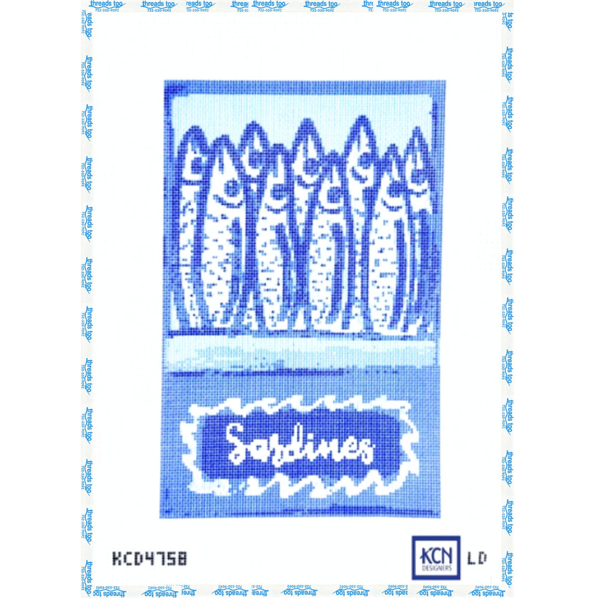 Sardines hand-painted needlepoint canvas by KCN