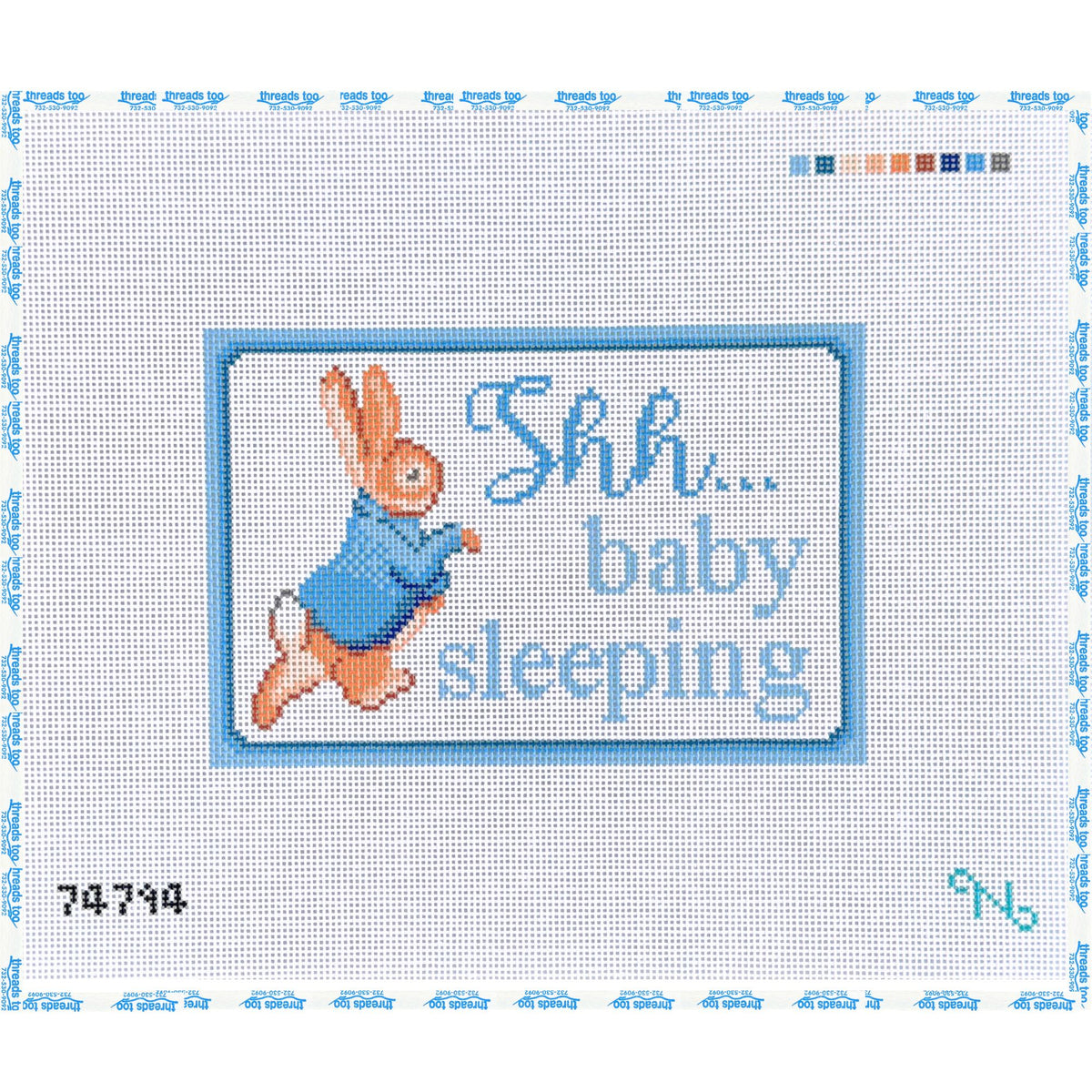 Shh... Baby Sleeping hand-painted needlepoint canvas by Needlepaint
