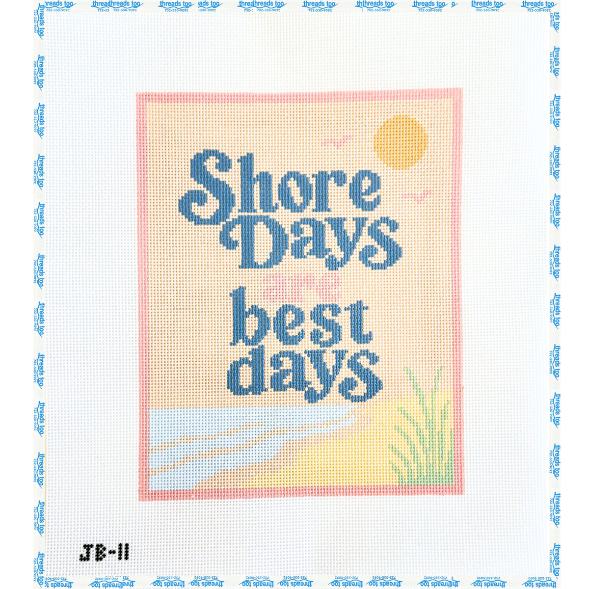 Shore Days are the Best Days hand-painted needlepoint canvas by Jodi B Creations