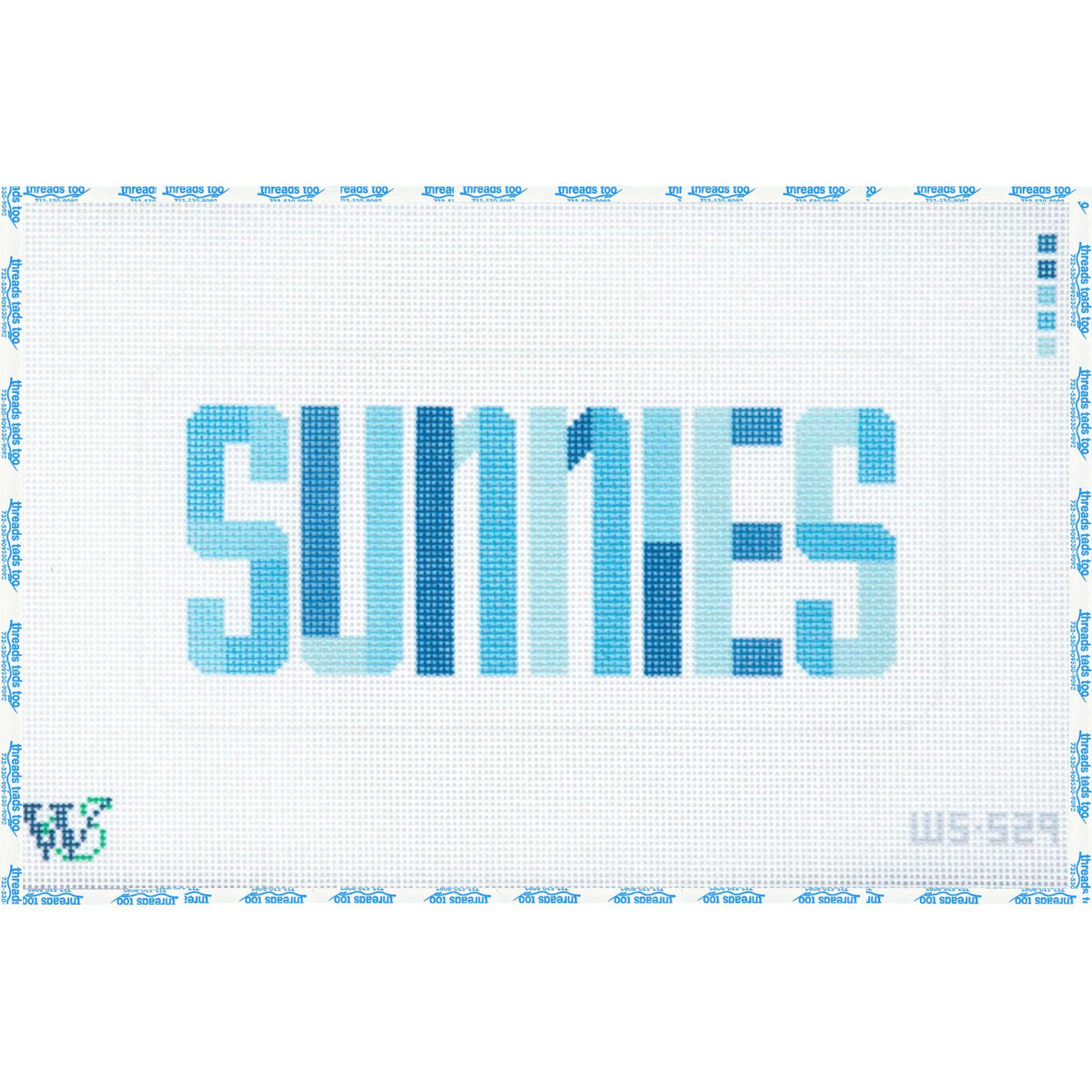 Sunnies- Coastal Blues hand-painted needlepoint eyeglass case canvas by Wipstitch Needleworks