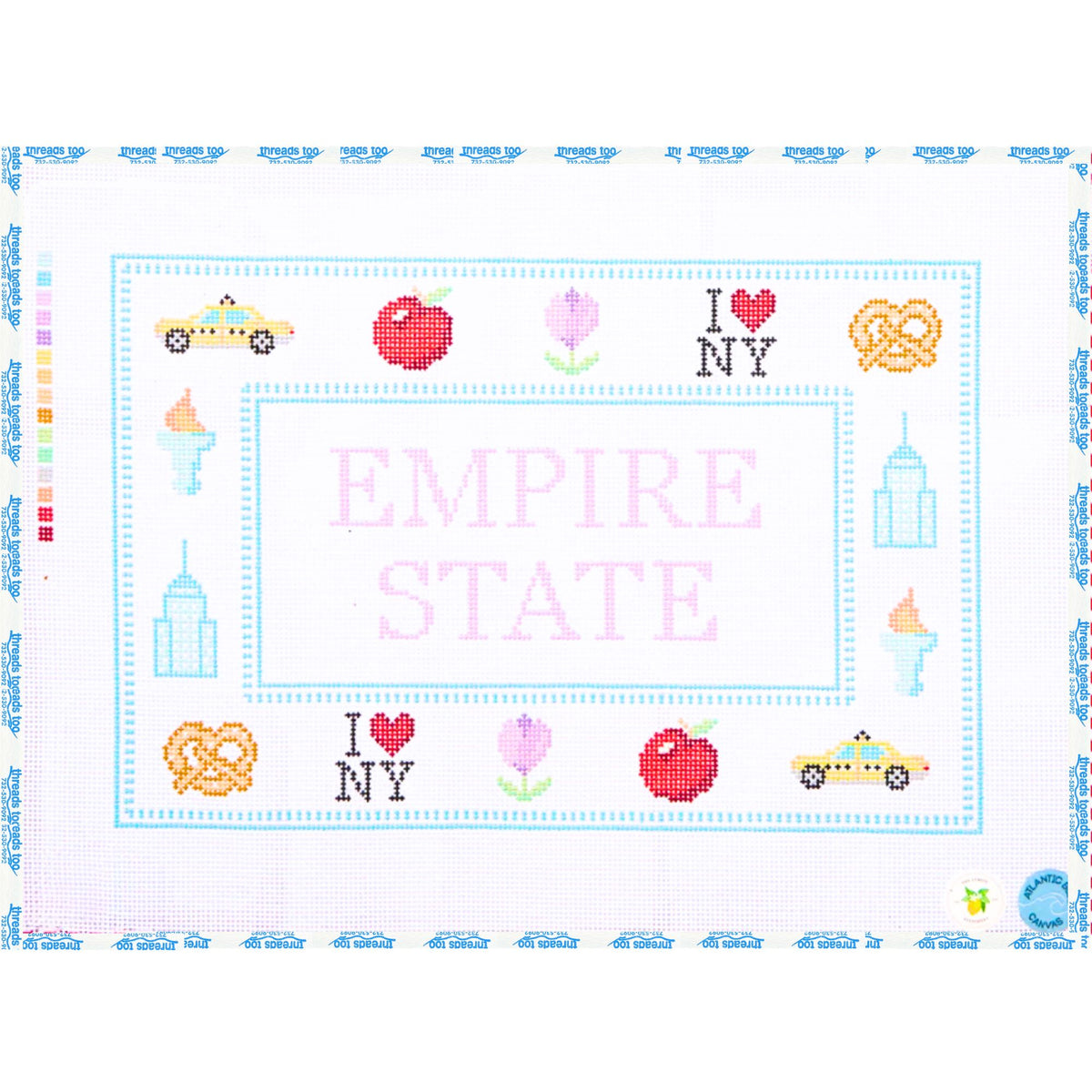 The Empire State hand-painted needlepoint canvas by Atlantic Blue Canvas