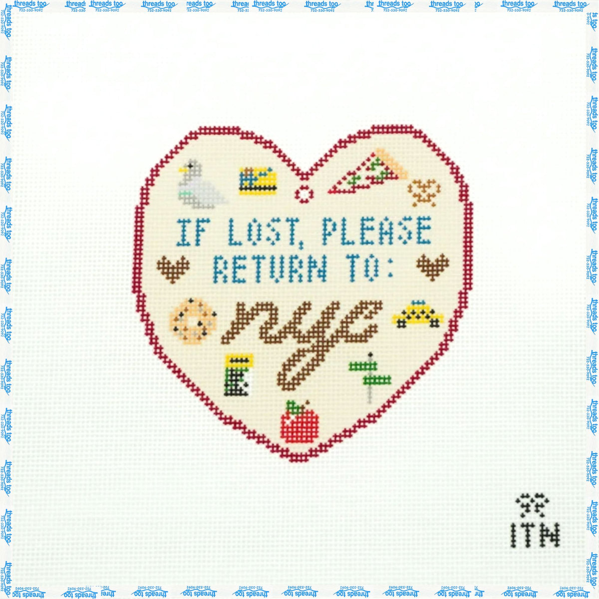 Hand-painted needlepoint ornament canvas at Threads Too, Fair Haven NJ
