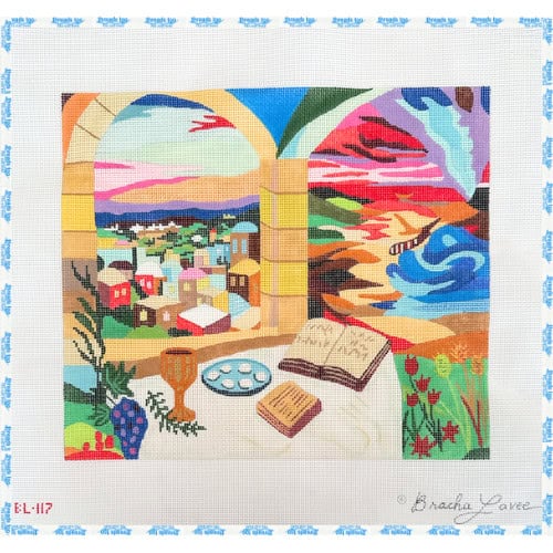 Judaica needlepoint canvas at Threads Too, Fair Haven NJ