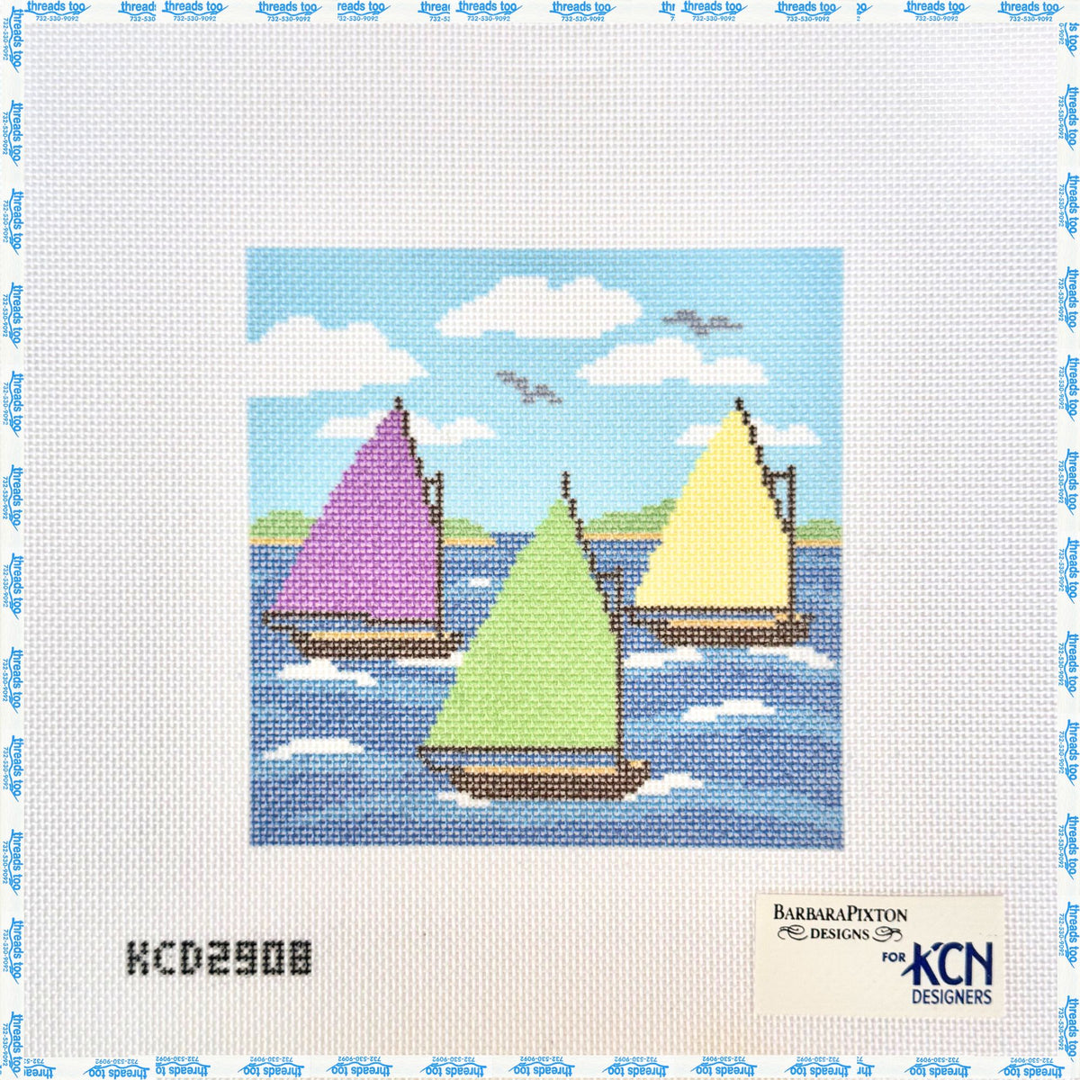 Hand-painted needlepoint frame canvas at Threads Too, Fair Haven NJ