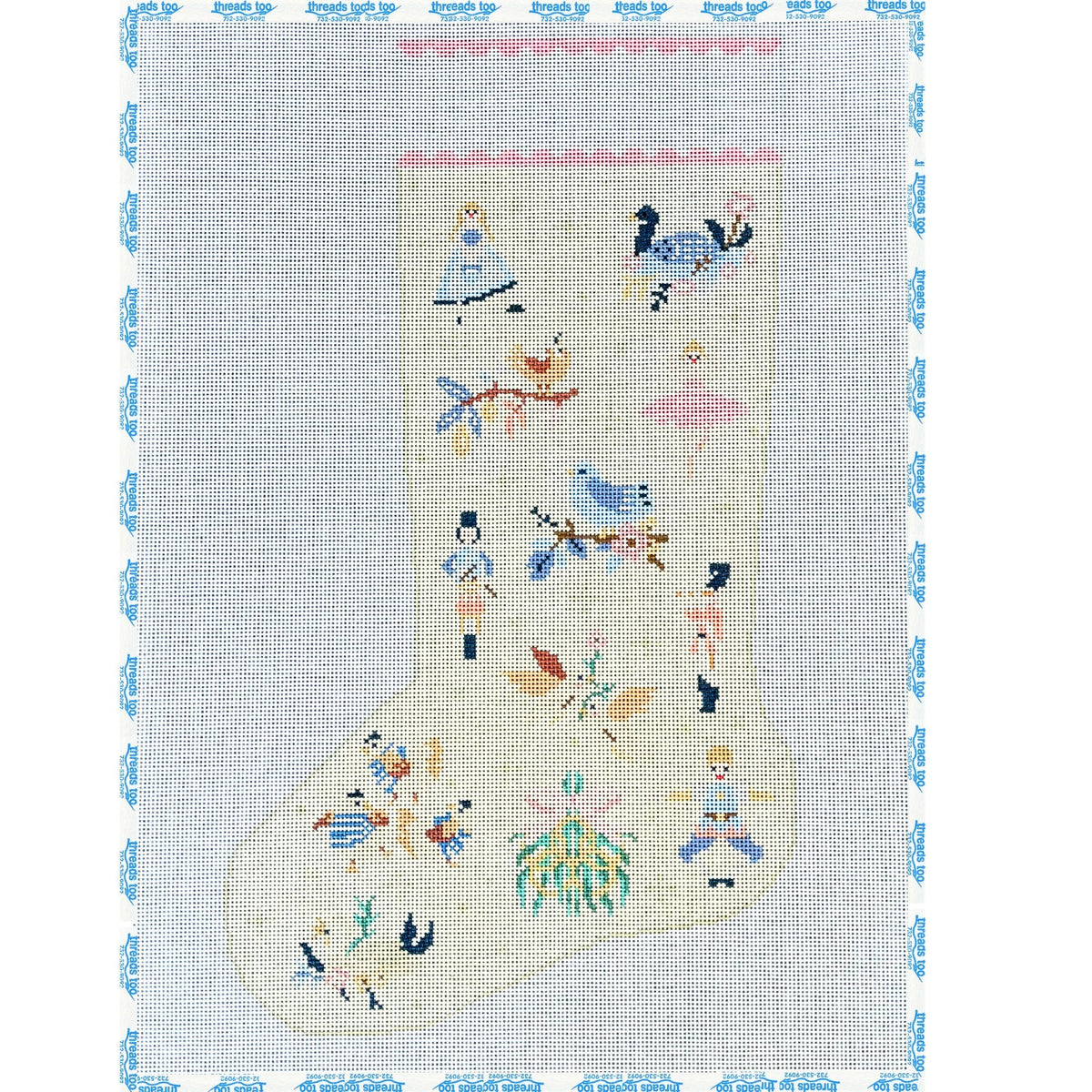 La Fete-12 Days of Christmas Stocking (Cream)
