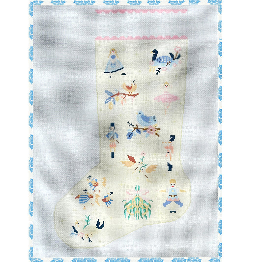 La Fete-12 Days of Christmas Stocking (Cream)