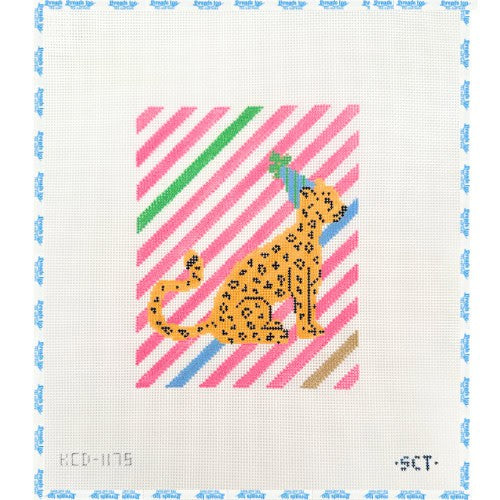 Birthday Leopard on Stripes