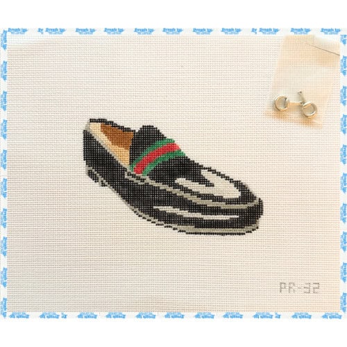 Black Loafer with Green and Red Stripe