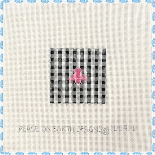 Black and White Gingham with Pink Bee