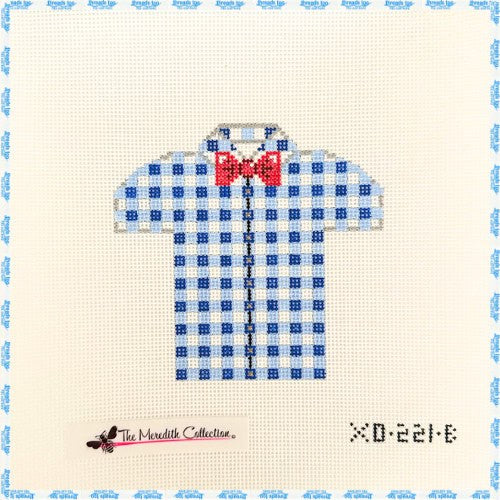 Blue Checkered Shirt with Red Bow Tie