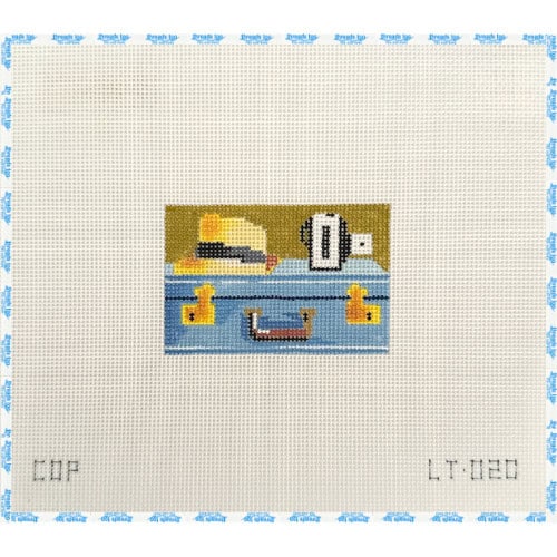 Blue Leather Suitcase Luggage Tag Insert