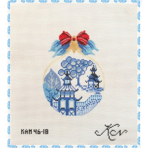 Blue Toile Ornament