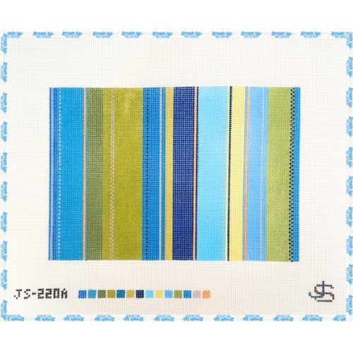 Blue and Green Tufted Stripe Clutch