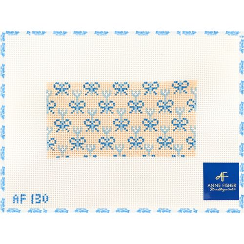 Anne Fisher - Blue and Tan Bow Oblong