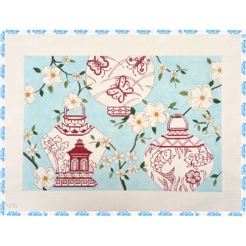 Alice Peterson - Chinese Lanterns on White Flowers