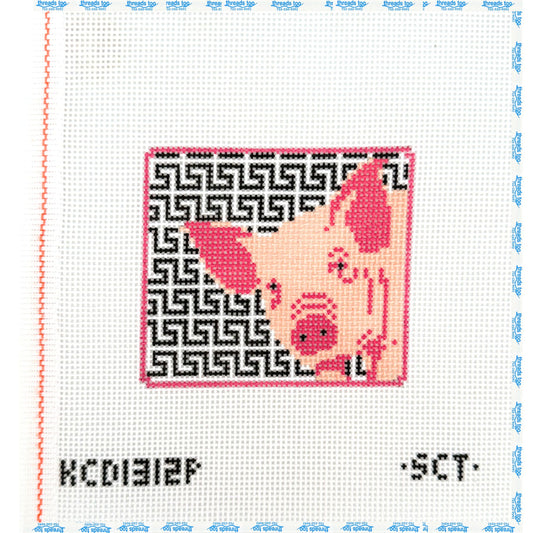 Chinese Zodiac Pig hand-painted needlepoint canvas by KCN Designers