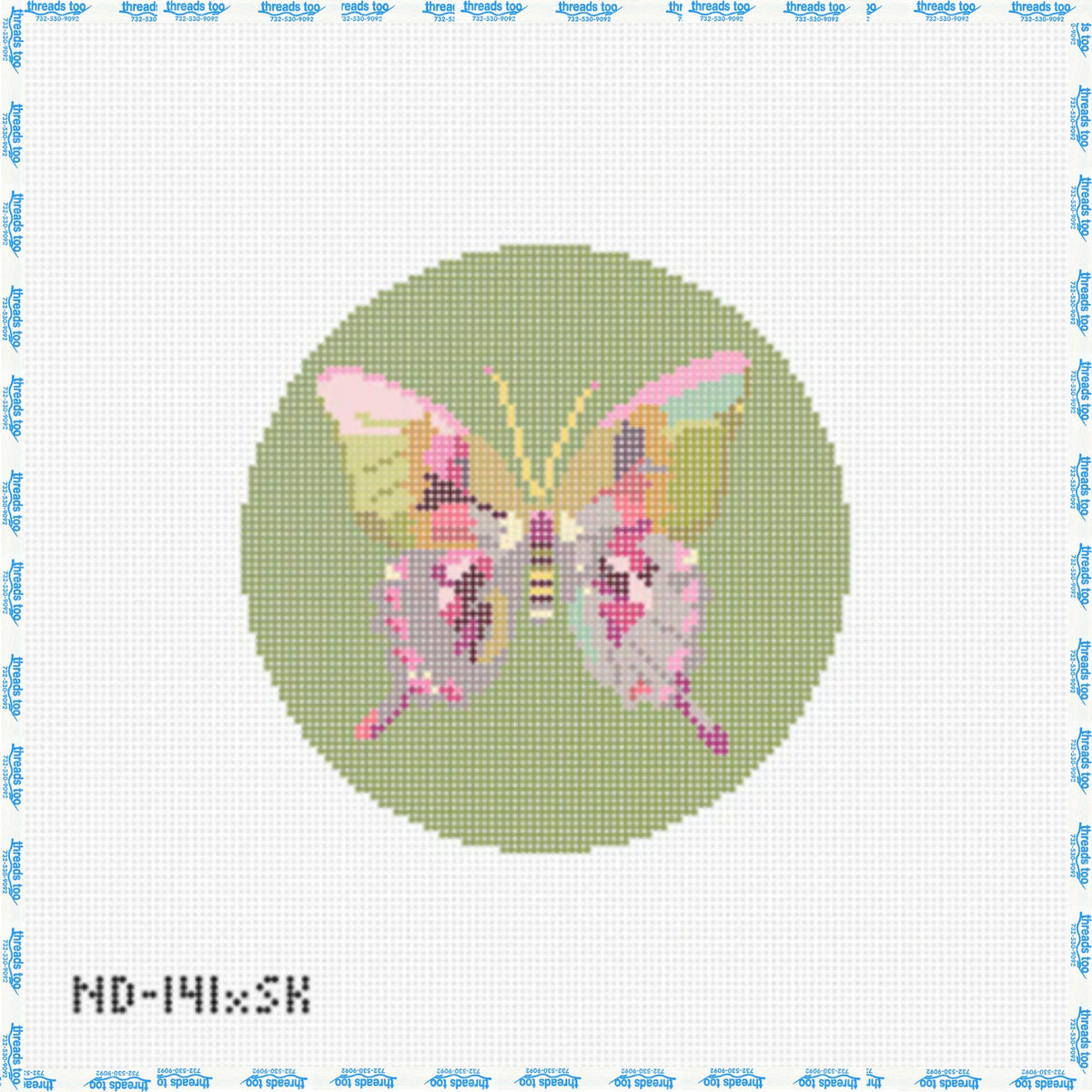 Gold & Green Butterfly on Green Round - Nash & Daughters