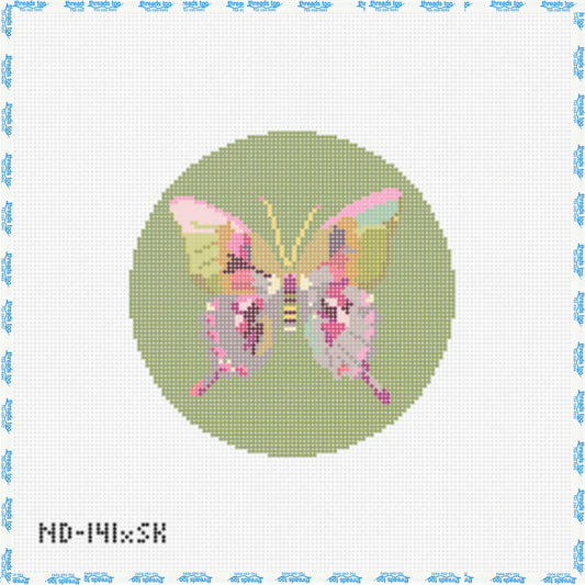 Gold & Green Butterfly on Green Round - Nash & Daughters