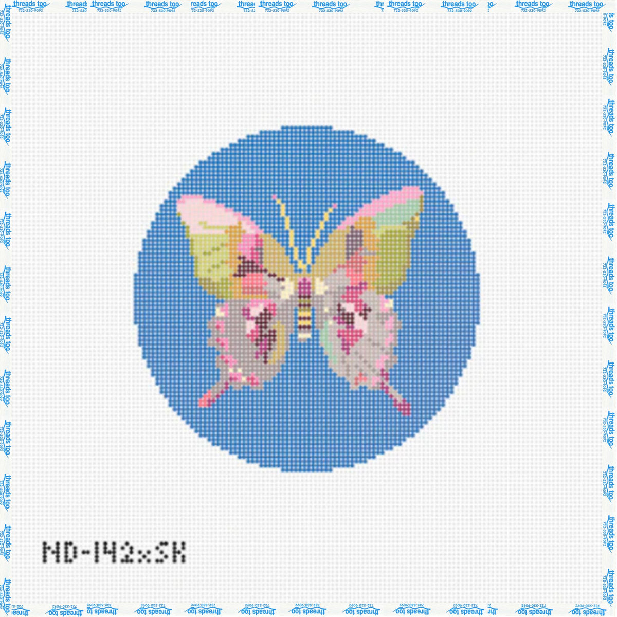 Gold & Green Butterfly on Blue Round - Nash & Daughters
