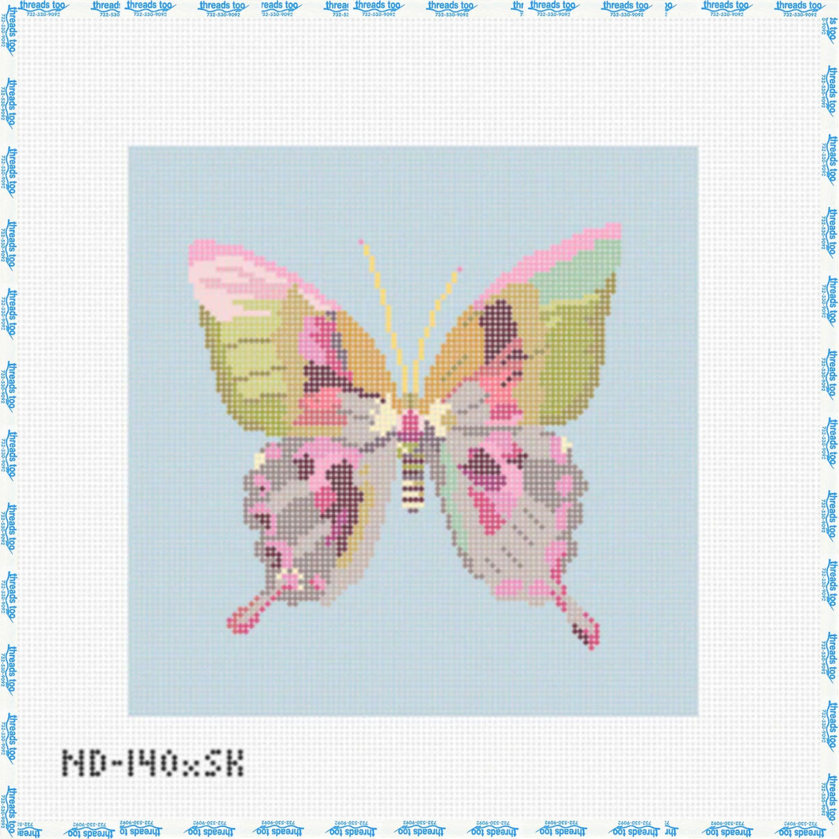 Gold & Green Butterfly on Light Blue - Nash & Daughters