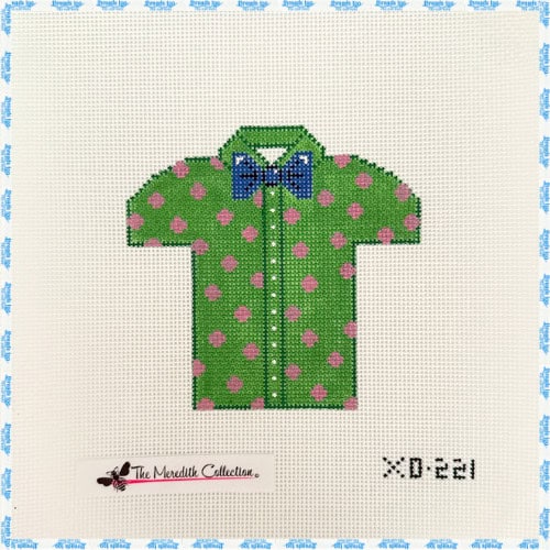Green Shirt with Pink Polka Dots