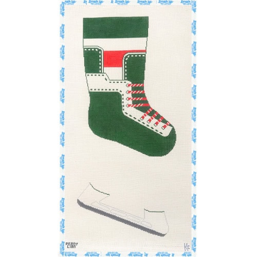 Green Ice Skate Stocking - Penny Linn