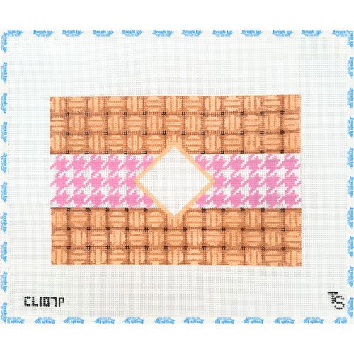 Houndstooth Monogram Clutch Pink