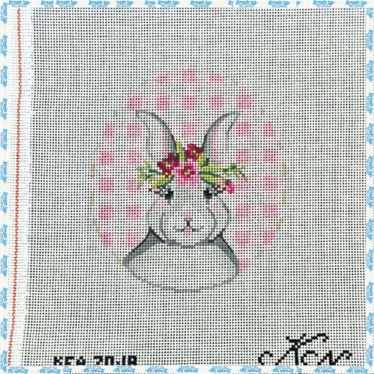 Bunny with flower Crown on Pink Gingham